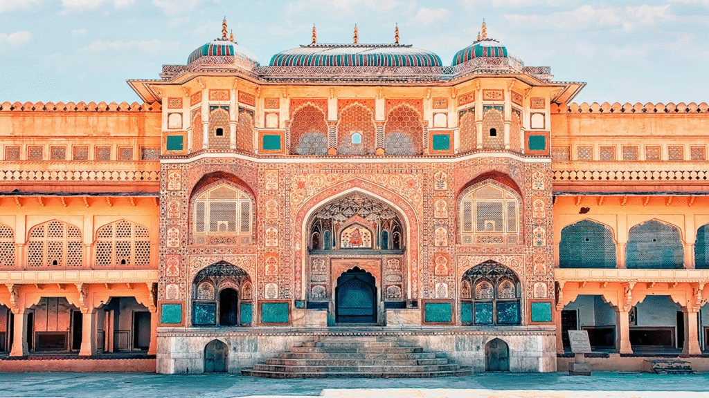Jaipur heritage city view with historic forts and palaces captured during a weekend road trip in India, ideal for short road trips from Delhi.