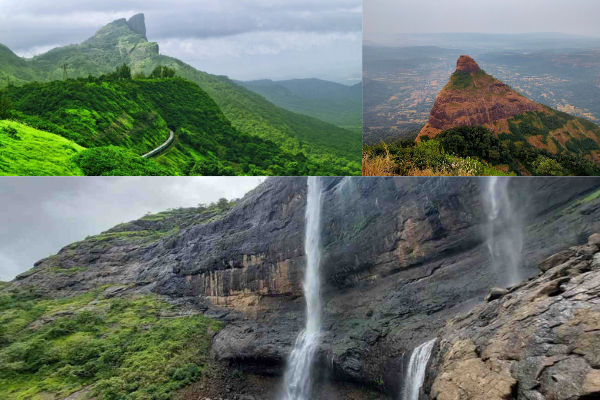 Misty mountain roads and lush green valleys in Lonavala during monsoon, one of the best weekend getaways from Mumbai by car.